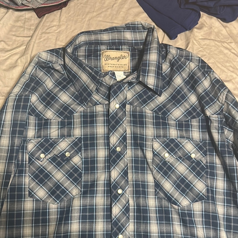 Wrangler Blue Casual Button Down Shirt